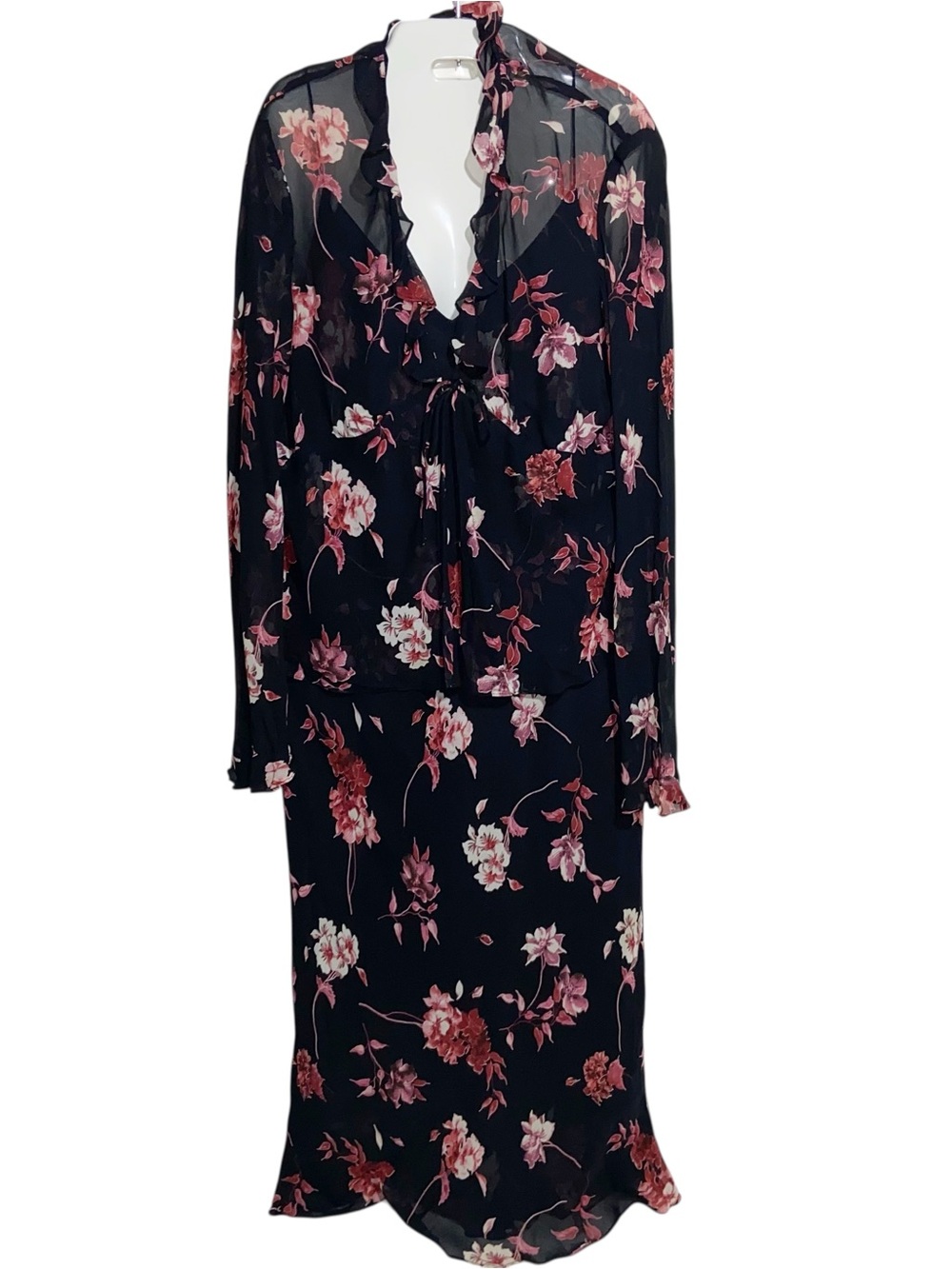 Vintage Evan Picone Dress Set Womens Sz 10 Silky Rayon Slip & Top 90s Y2K Fairy